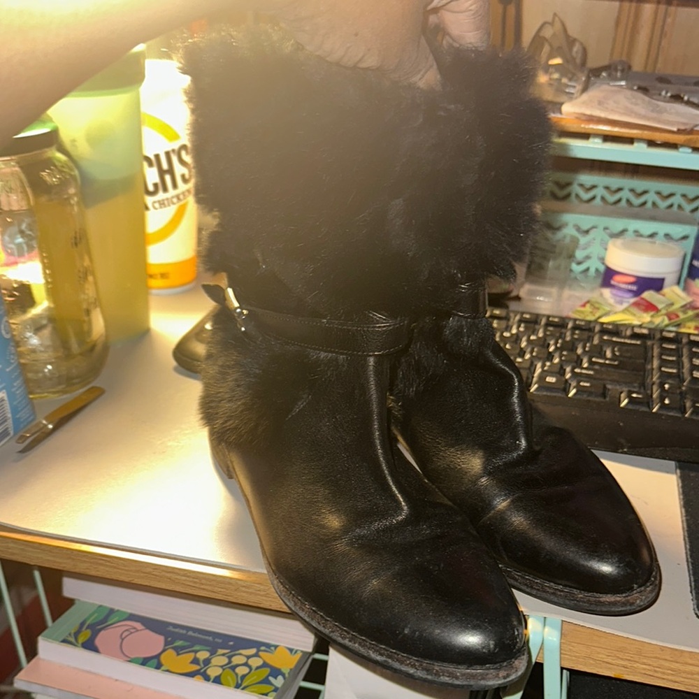 Women's Black Fur-Trimmed Boots